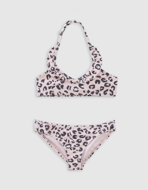 Maillot de bain 2 pièces rose imprimé léopard fille - IKKS