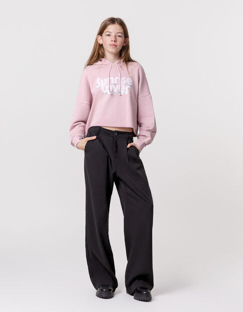 Pantalon LARGE noir à pinces fille - IKKS