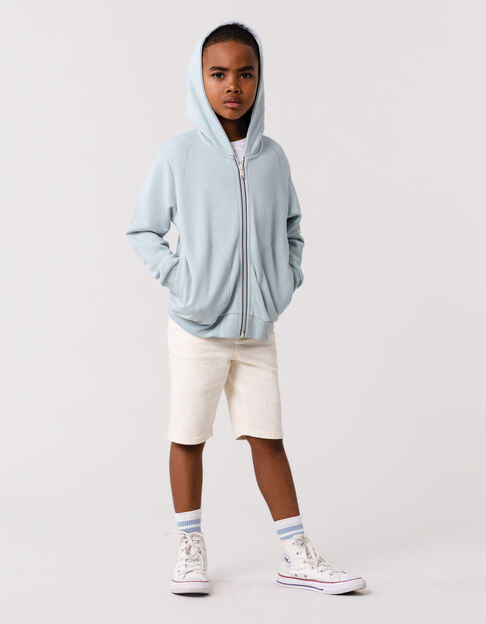 Cardigan vert d'eau à capuche zip bicolore garçon - IKKS