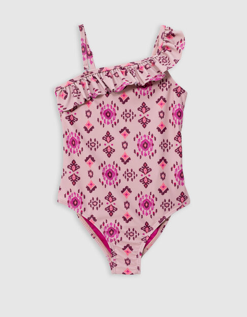 Maillot de bain 1 pièce rose imprimé ethnique fille - IKKS