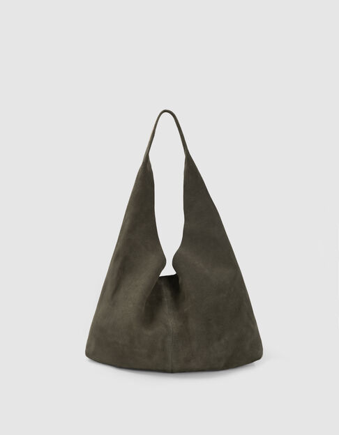 Khaki Hobo Veloursledertasche - IKKS